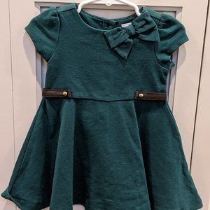 Janie and Jack Hunter Green Dress with Leather Accents